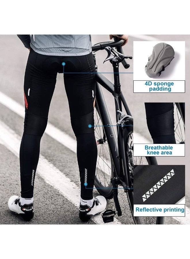 Santic Mens Cycling Bib Pants Padded Bicycle Breathable Long Tights for Men Compression Bike Riding Leggings Red S - Image 5