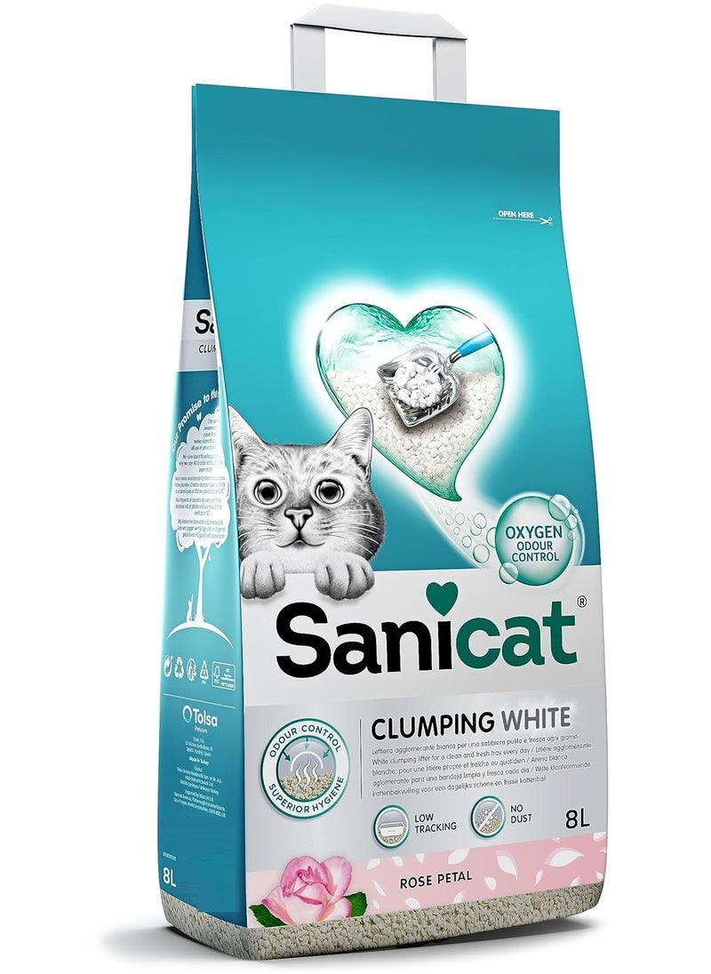 White Clumping Cat Litter Rose Petal Scent 8 L
