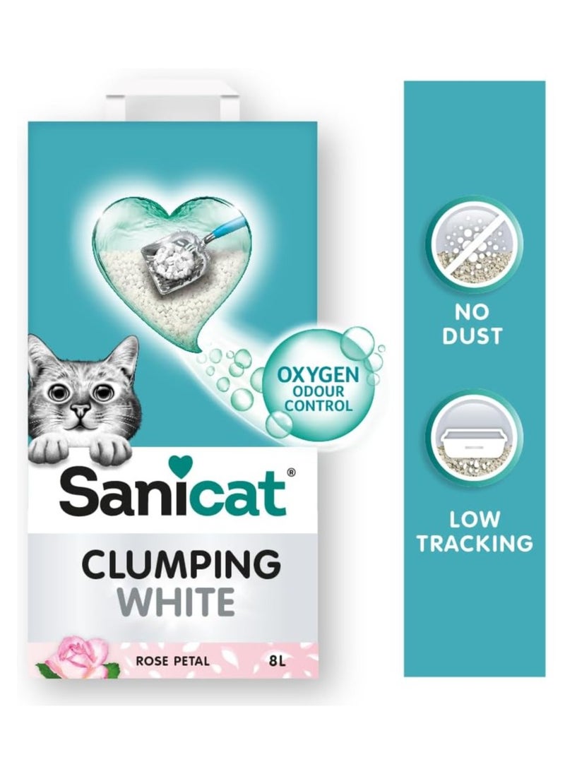 White Clumping Cat Litter Rose Petal Scent 8 L
