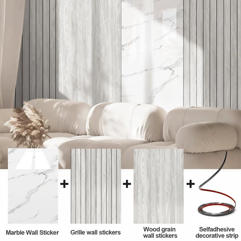 Chejiaye Wood Grain 3D Wall Panel -15.75"x118"Soundproof Self-Adhesive Wall Sticker,Thickened Resistant Removable PVC Wood Grain Wallpaper &Foam Paneling for Wall,Ceiling(Light Grey,13Sq.ft) - Image 2