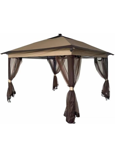 Yulan Outdoor Pop Up Gazebo Canopy with Netting and Solar LED Light for Parties and Activities 3x3