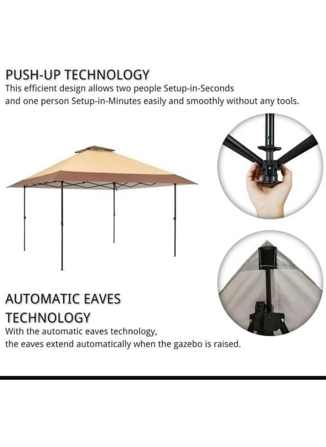 Yulan Outdoor Pop Up Gazebo Canopy with Netting and Solar LED Light for Parties and Activities 3x3
