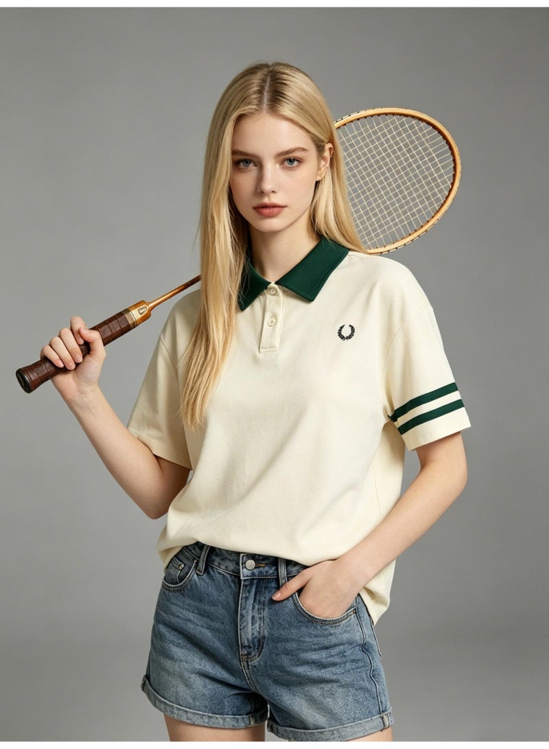 Fred Perry wheat ear LOGO contrast lapel Polo shirt for men and women with retro college style short-sleeved T-shirts for couples. - Image 2
