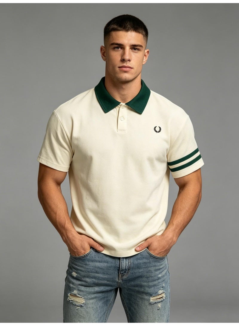 Fred Perry wheat ear LOGO contrast lapel Polo shirt for men and women with retro college style short-sleeved T-shirts for couples. - Image 5