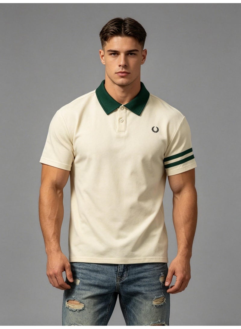 Fred Perry wheat ear LOGO contrast lapel Polo shirt for men and women with retro college style short-sleeved T-shirts for couples. - Image 4