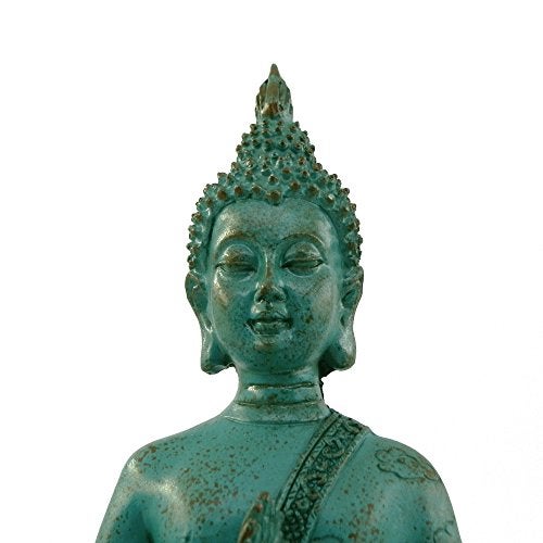 ornerx Thai Sitting Buddha Statue for Home Decor Verdigris 6.7" - Image 5