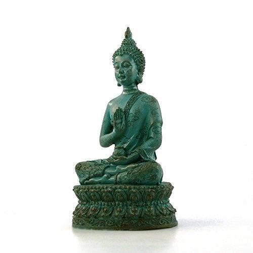 ornerx Thai Sitting Buddha Statue for Home Decor Verdigris 6.7" - Image 2