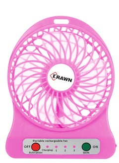 KRAWN Portable Rechargeable Krawn Pink Mini Fan with LED Light USB Charging Adjustable Speed and Night Light , Ideal for Home Office Travel and Outdoor Use- SH 2100  - Image 2