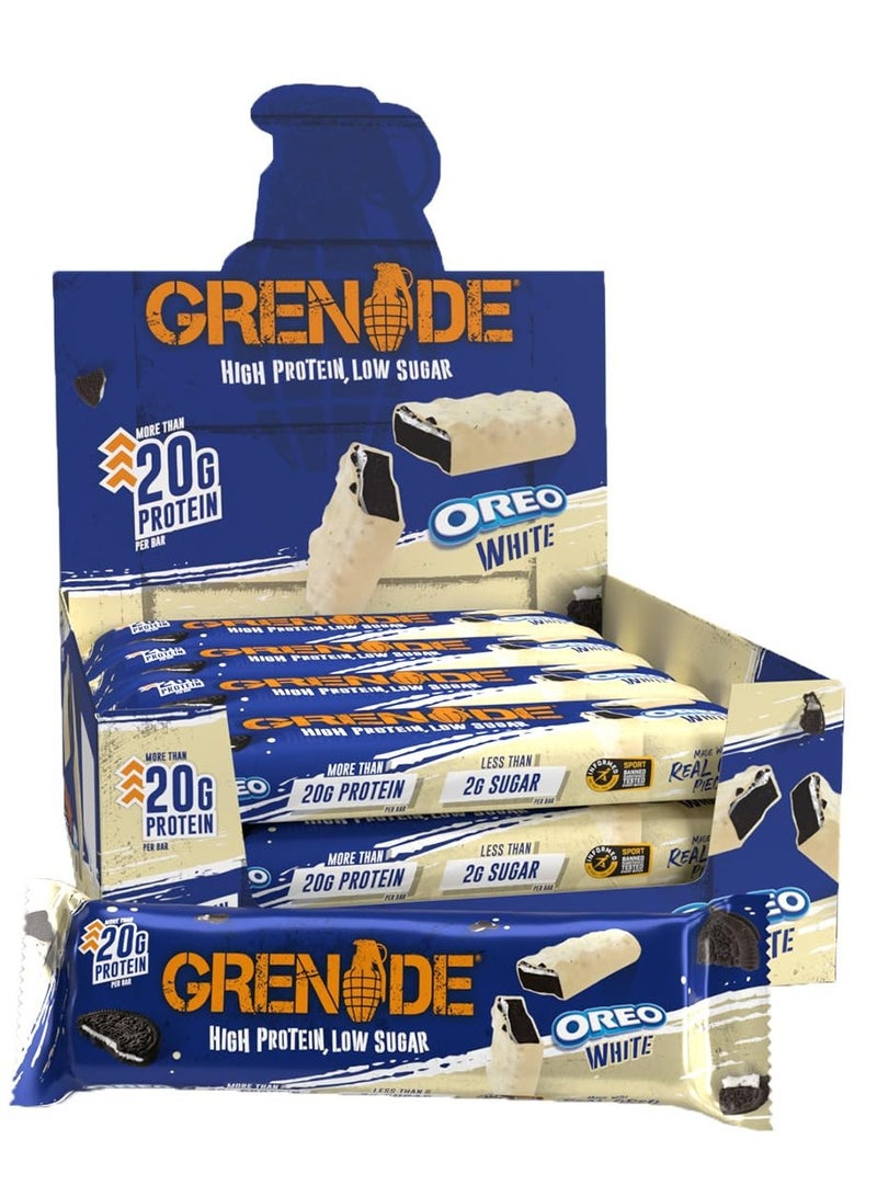Grenade Hi Protein Bar Oreo White Flavor 60g Pack of 12 - Image 1