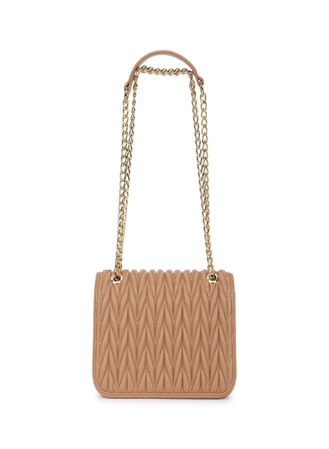 Fastrack QuiltGrid Shoulder Bag | Faux-Leather Women’s Handbag | Diamond Quilted Design | Adjustable Chain Strap | Zipper & Magnetic Closure | Gold-Finish Hardware - Image 1