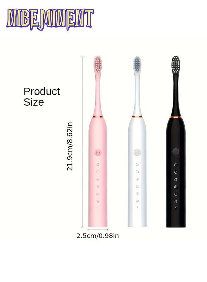 نيبمينينت فرشاة أسنان كهربائية صوتية بيضاء للبالغين، قابلة للشحن بـ 6 أوضاع، مع 8 رؤوس بديلة، مقاومة للماء IPX7، حقيبة سفر وحامل، مجموعة كاملة للعناية بالفم - Image 2