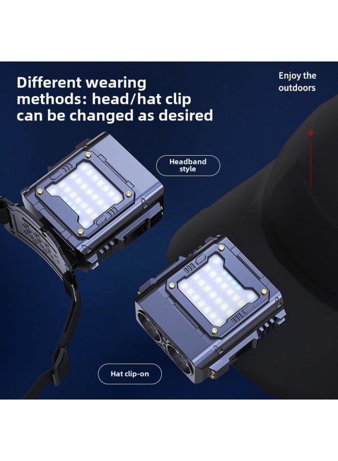 Headlight Charging Bright Long Endurance Fishing Special Head-mounted Lighting Induction Night Fishing Flashlight Outdoor Flashlight-Product Specifications:【black】 Dual Lamp Heads + Head-mounted Clip For Dual Use - Domestic 1200 Mah Battery P8 Wick 29 Days - Image 1