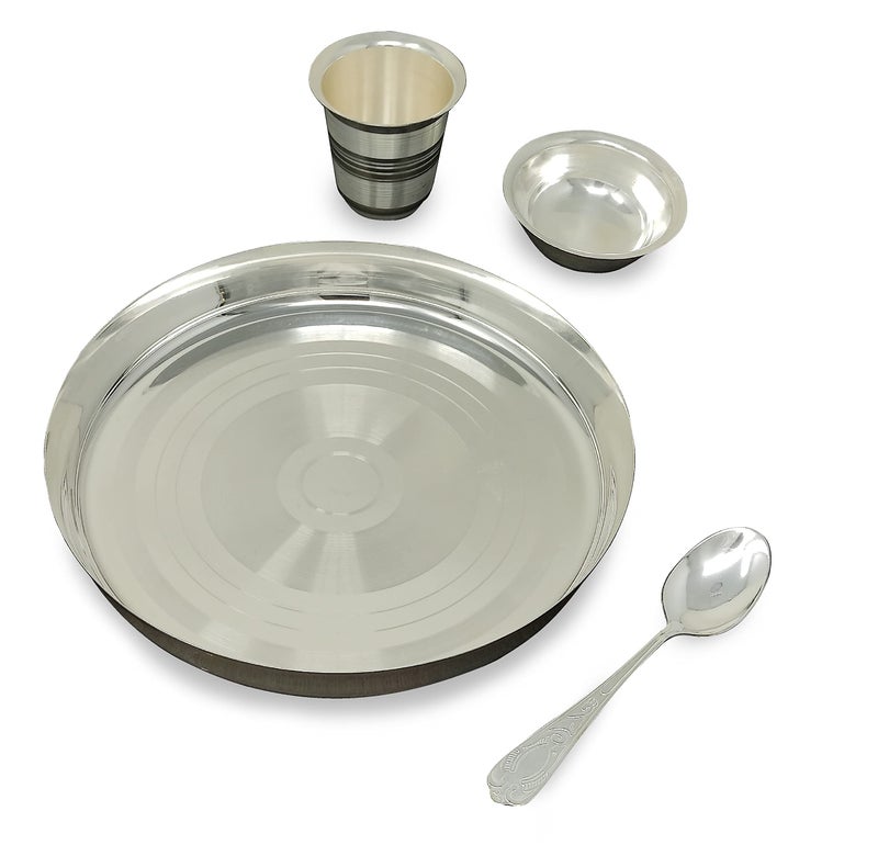 BENGALEN Baby Dinner Set Silver Plated 7 Inch for Annaprashan Sanskar Rice Ceremony Gift for Girls Boys Kids Festive Birthday Return Home Decorative Gifts Items - Image 3