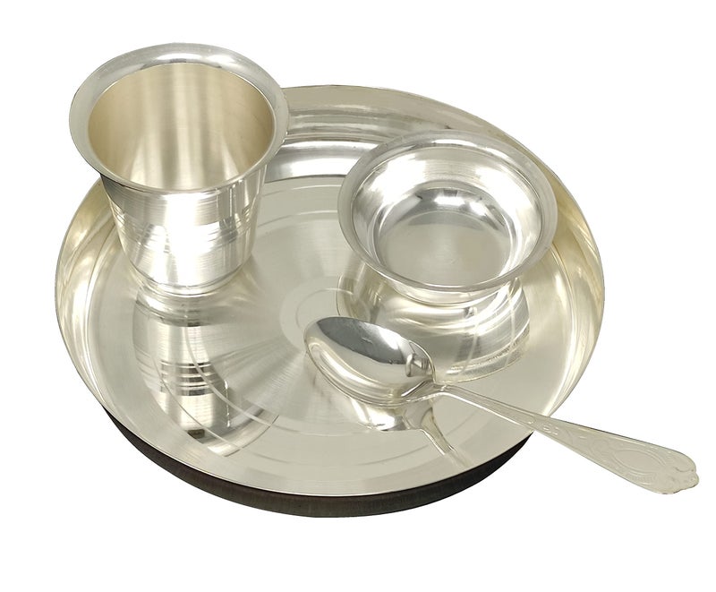 BENGALEN Baby Dinner Set Silver Plated 7 Inch for Annaprashan Sanskar Rice Ceremony Gift for Girls Boys Kids Festive Birthday Return Home Decorative Gifts Items - Image 4