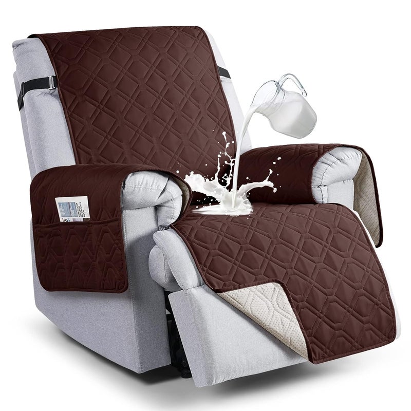 VANSOFY 100 Waterproof Recliner Chair Covers Recliner Cover NonSlip Dog Chair Cover Furniture Protector Washable Slipcover with Pocket Elastic Straps for Pets DogsCoffee 236 - Image 1