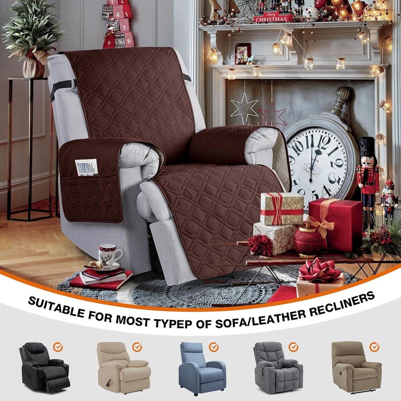 VANSOFY 100 Waterproof Recliner Chair Covers Recliner Cover NonSlip Dog Chair Cover Furniture Protector Washable Slipcover with Pocket Elastic Straps for Pets DogsCoffee 236 - Image 4