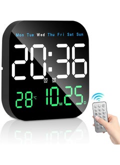 Necomi Digital Wall Clock Digital Clock 9 Inch Led Digital Clock With Remote Control For Living Room Decoration Week Date Temperature In 3 Colors Auto Brightness Standing And Hanging  - Image 1