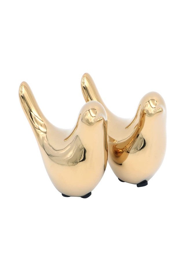 Tiardey 2 PCS Decorative Birds Art Metal Figurines - Abstract Animals Crafts Statues Modern Ornaments for Office Home Decor(Golden) - Image 1