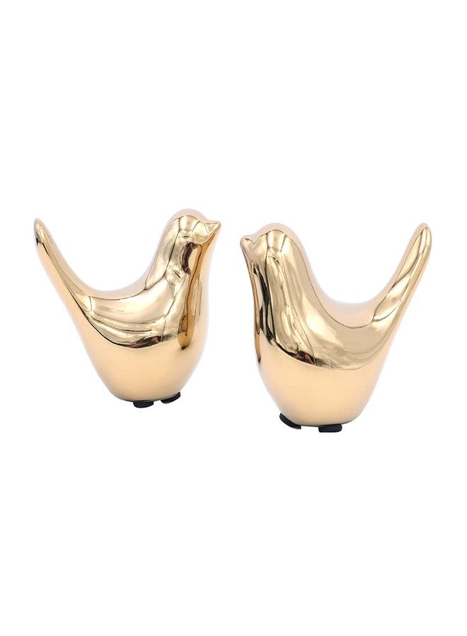 Tiardey 2 PCS Decorative Birds Art Metal Figurines - Abstract Animals Crafts Statues Modern Ornaments for Office Home Decor(Golden) - Image 4