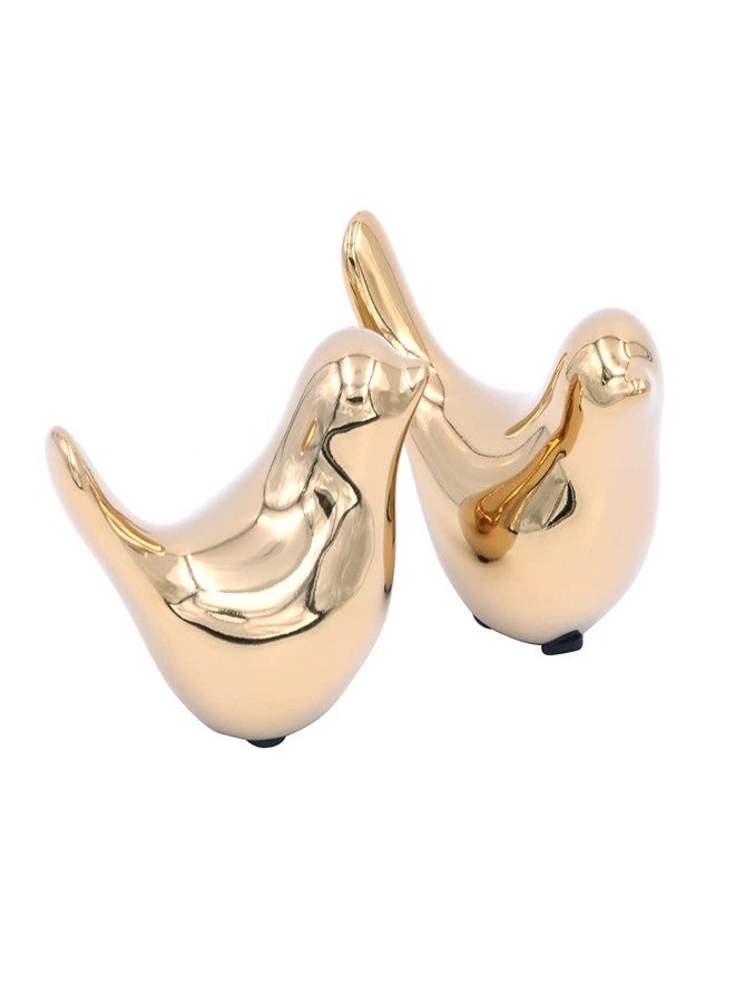 Tiardey 2 PCS Decorative Birds Art Metal Figurines - Abstract Animals Crafts Statues Modern Ornaments for Office Home Decor(Golden) - Image 2