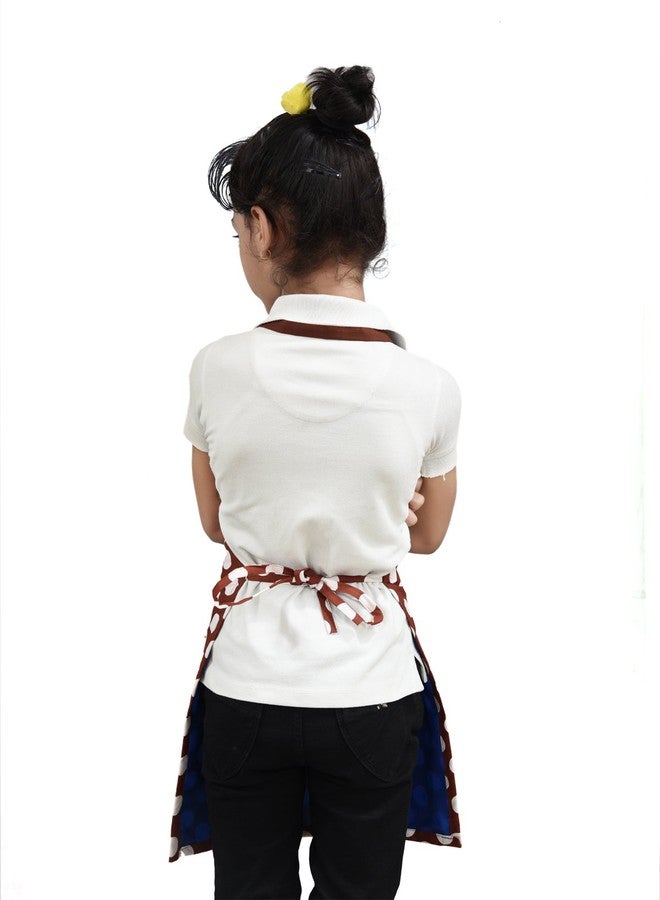 Switchon Cotton Waterproof Polka Dots Multi Purpose Apron for Kids - Brown and White - Image 2