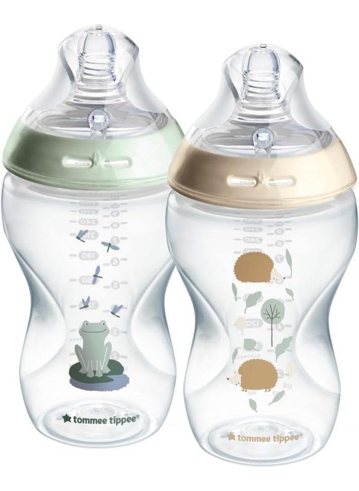 tommee tippee Natural Start Baby Feeding Bottles Med Flow Breast Like Teats Anti Colic Valve Soft Silicone Nipple BPA Free 3M+ 2X340 ML