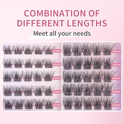 MLEN DIARY Lash Clusters 100PCS Cluster Lashes Wispy Fluffy D Curl Super Thin Band Eyelash Cluster Natural Volume Reusable DIY Eyelash Extensions at Home (10-16mm Mix) - Image 4