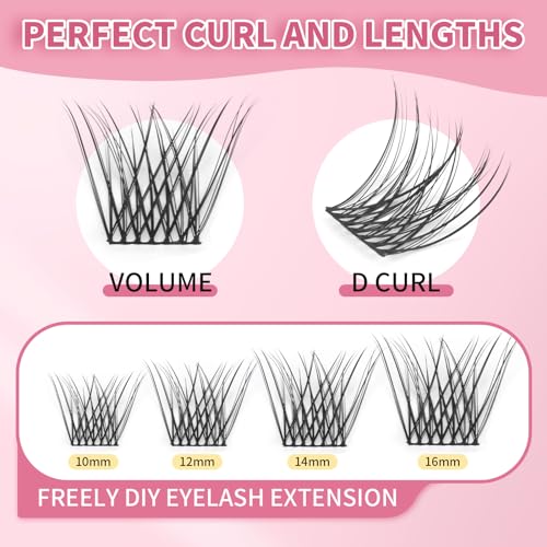 MLEN DIARY Lash Clusters 100PCS Cluster Lashes Wispy Fluffy D Curl Super Thin Band Eyelash Cluster Natural Volume Reusable DIY Eyelash Extensions at Home (10-16mm Mix) - Image 3