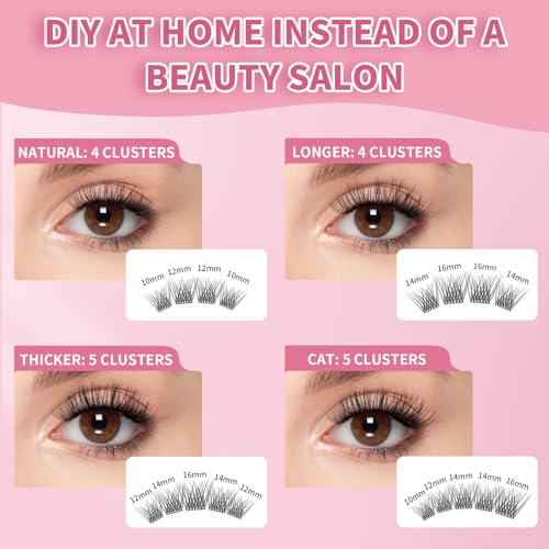 MLEN DIARY Lash Clusters 100PCS Cluster Lashes Wispy Fluffy D Curl Super Thin Band Eyelash Cluster Natural Volume Reusable DIY Eyelash Extensions at Home (10-16mm Mix) - Image 5