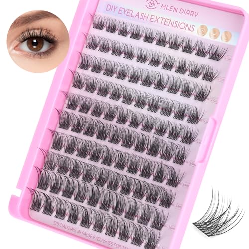 MLEN DIARY Lash Clusters 100PCS Cluster Lashes Wispy Fluffy D Curl Super Thin Band Eyelash Cluster Natural Volume Reusable DIY Eyelash Extensions at Home (10-16mm Mix) - Image 1