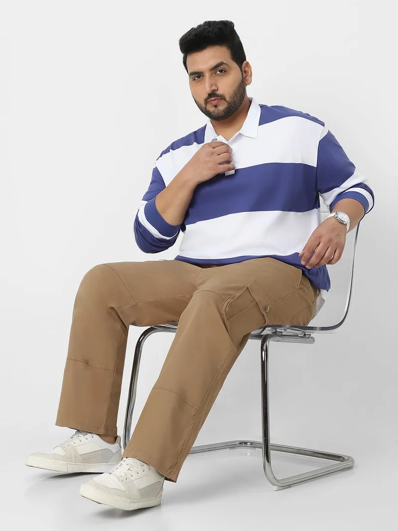 Urbano Fashion  Urbano Plus Men's Dark Khaki Regular Fit Solid Cargo Chino Pant with 6 Pockets for Men | Best Price UAE