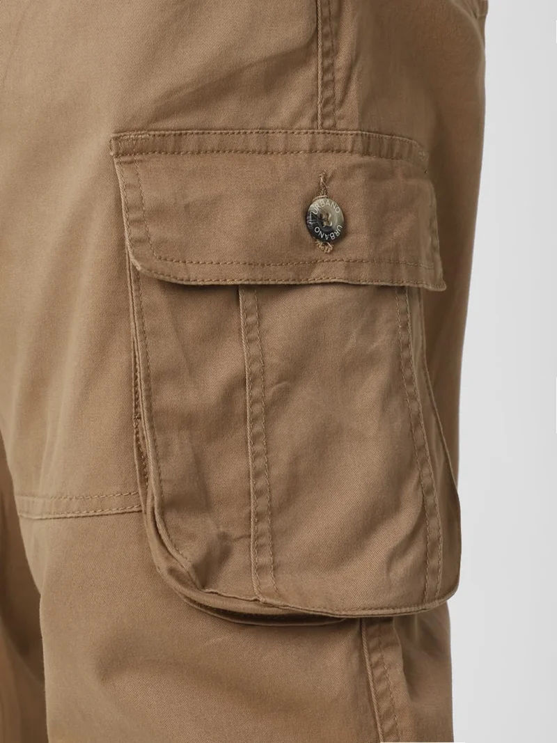 Urbano Fashion  Urbano Plus Men's Dark Khaki Regular Fit Solid Cargo Chino Pant with 6 Pockets for Men | Best Price UAE