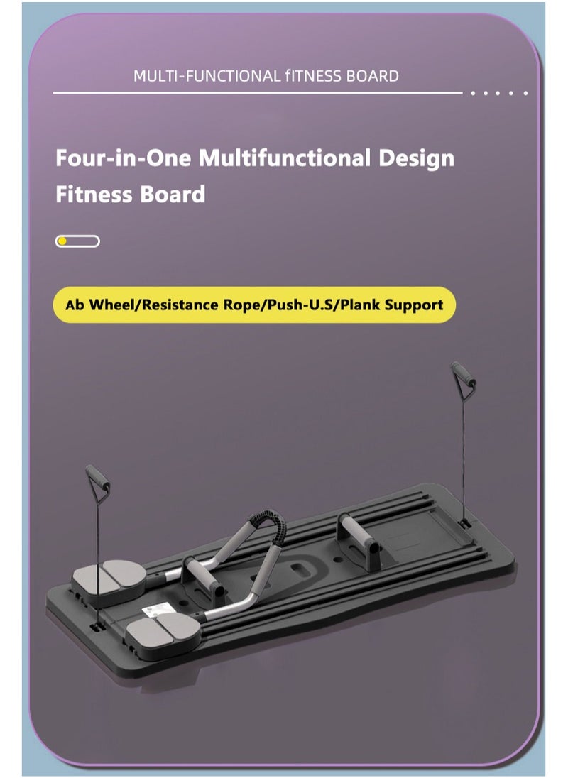 XiuWoo 4 in 1 Foldable Pilates Reformer Machine, Workout Abdominal Board, Plank Trainer, Automatic Rebound Core, Fitness Push Up Board, Ab Roller Wheel Training, Full Body Workout Equipment, Home Gym System  - Image 3