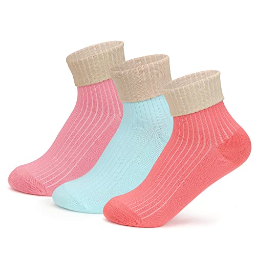 Supersox Socks for Women Ankle Length Compact Combed Cotton Combo Pack of 3 Ladies Colour Combination-Light Pink|Sky Blue|Carrot Red Designs for Funky Fashionable Special Occasion Wear - Image 1