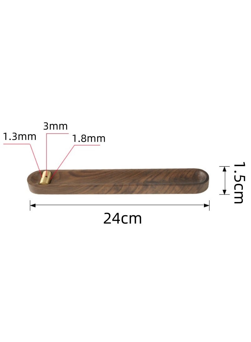 Arabic-Style Multi-Purpose Wooden Incense Holder with 3 Holes (3mm/1.8mm/1.3mm) & 24CM Ash Catcher Tray – Brass Accents for Home Decor, Yoga, Spa, Prayer, and Meditation (Walnut Wood)  - Image 3