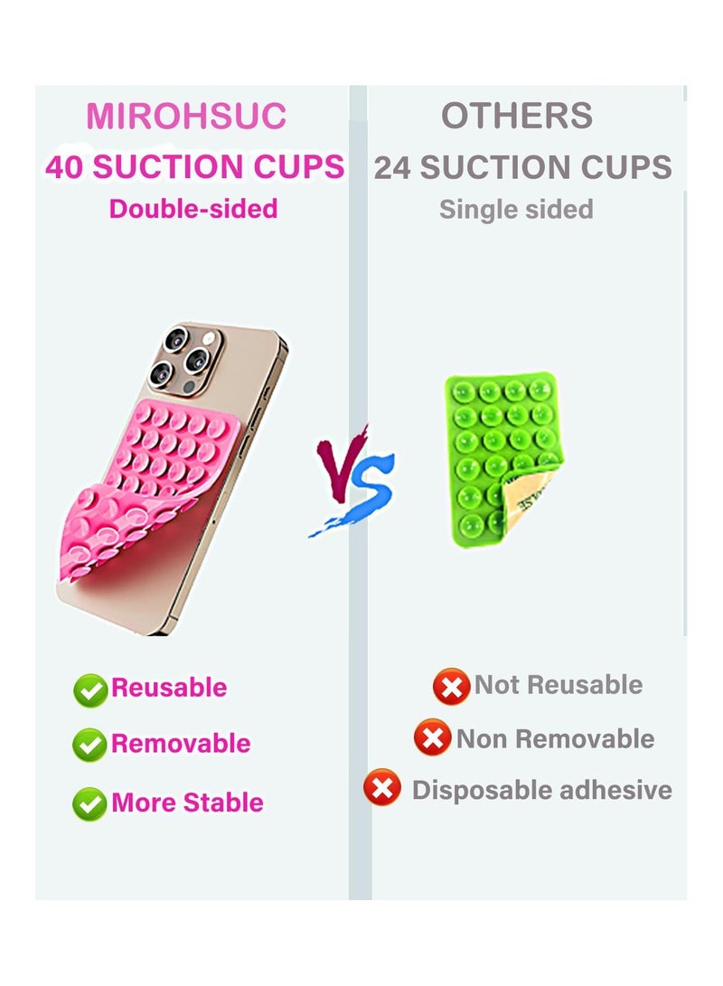 Silicone Suction Phone Case Mount, Non Slip Sticky Phone Grip for Cellphone for Strong Grip Holder for Selfies and Videos - Green - Image 2