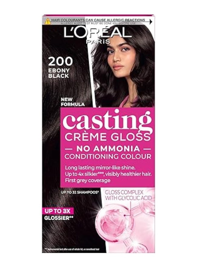 loreal paris L'Oreal Paris Casting Crème Gloss Conditioning colour, 200 Ebony Black - 240 gm  - Image 1