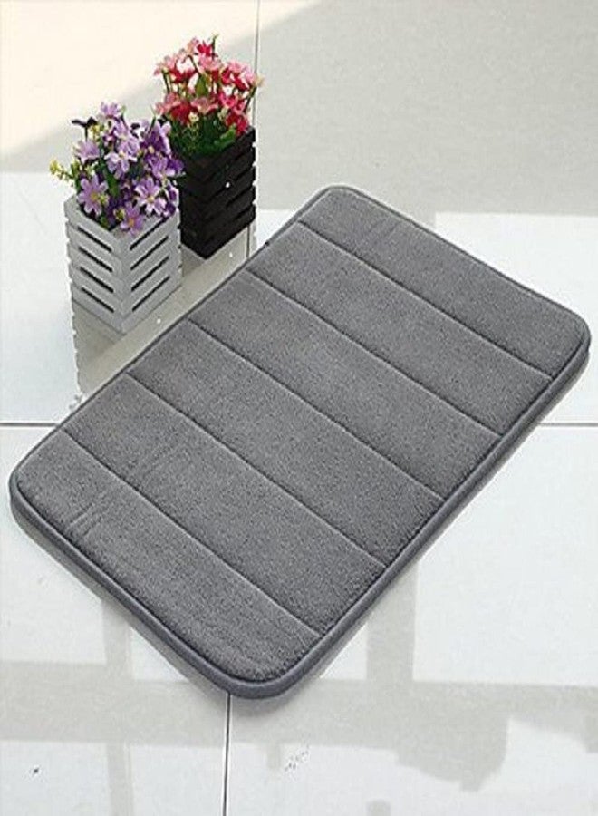 WPM Grey Memory Foam Bath Mat - Incredibly Soft Absorbent Rug Sets - Non-Slip and 20 x 30 inches - Use for Kitchen or Bathroom - Image 1