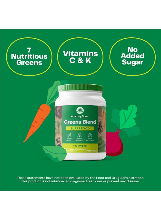 Amazing Grass Greens Blend Superfood: Super Greens Powder with Spirulina, Alfalfa, Beet Root Powder, Digestive Enzymes, Prebiotics & Probiotics, Original, 100 Servings (Packaging May Vary) - Image 3