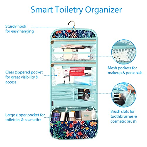 Fintie Portable Toiletry Cosmetic Travel Bag, Large Water Resistant Hanging Makeup Organizer Storage Pouch Case for Women Girls (Jungle Night) - Image 2