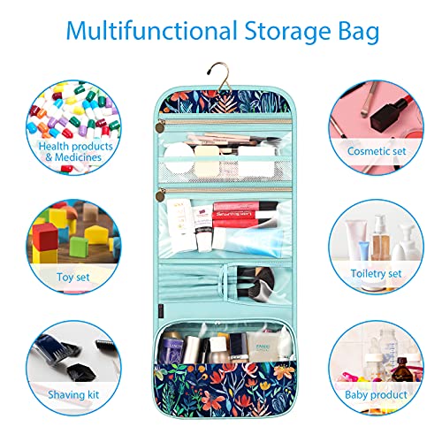 Fintie Portable Toiletry Cosmetic Travel Bag, Large Water Resistant Hanging Makeup Organizer Storage Pouch Case for Women Girls (Jungle Night) - Image 5