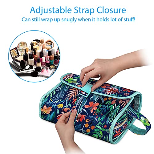 Fintie Portable Toiletry Cosmetic Travel Bag, Large Water Resistant Hanging Makeup Organizer Storage Pouch Case for Women Girls (Jungle Night) - Image 3
