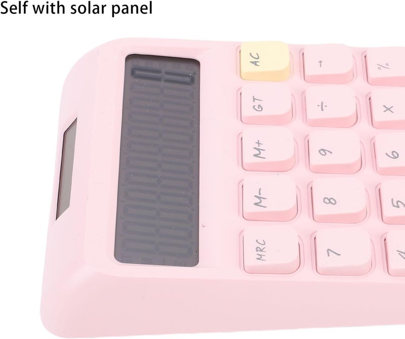 HEEPDD 12 Digit Solar Calculator, Large Display Basic Standard Calculator with Responsive Mechanical Buttons High Sensitivity for Home Office School (Pink) - Image 2
