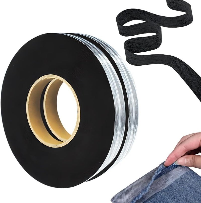 KASTWAVE Iron on Hemming Tape 2 Rolls 70 Yards, No Sew Fabric Tape for Hemming Clothes, Pants, Dress and Curtains, Black 0.39 Inch - Image 1