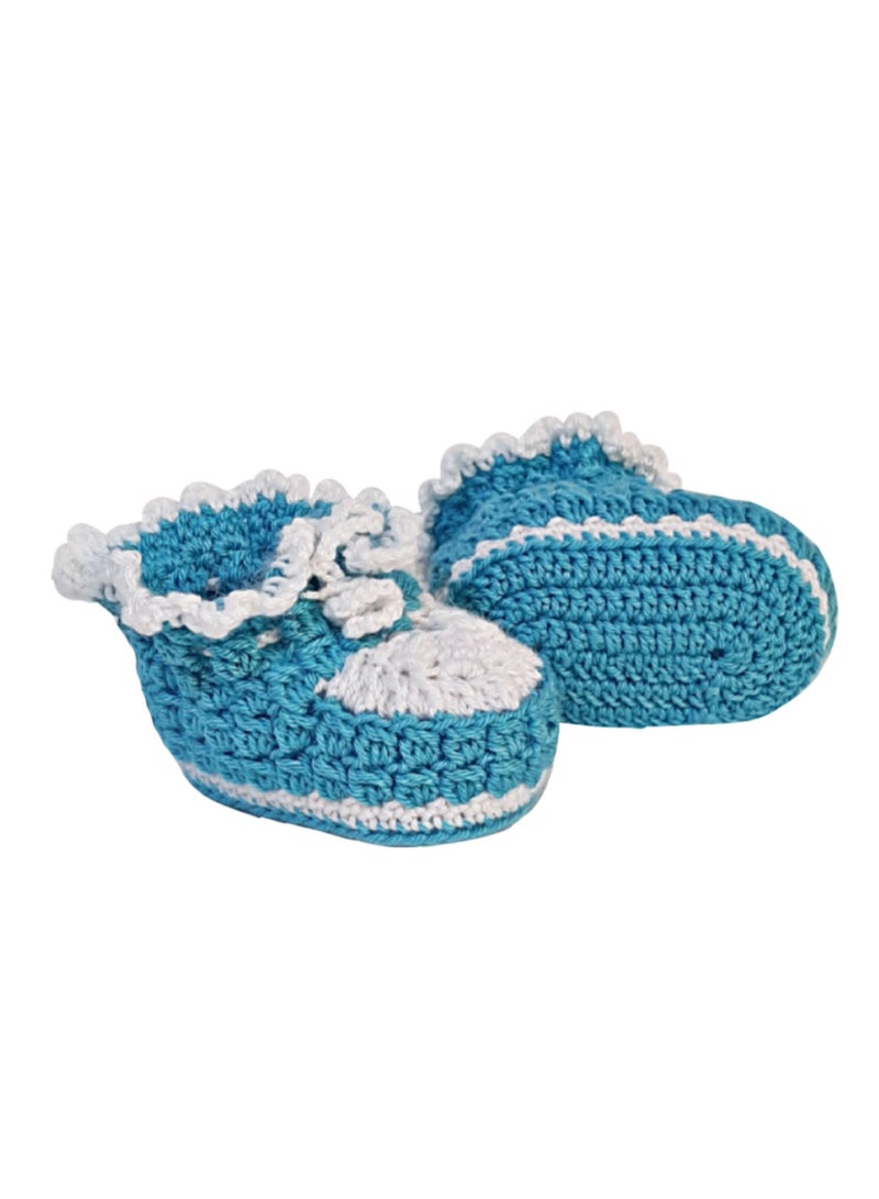 Pikkaboo Pikkaboo-Handmade Crochet Booties-Blue  - Image 1