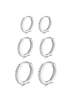 Generic 3 Pairs Of Sterling Small Hoop Earrings Set  - Image 1