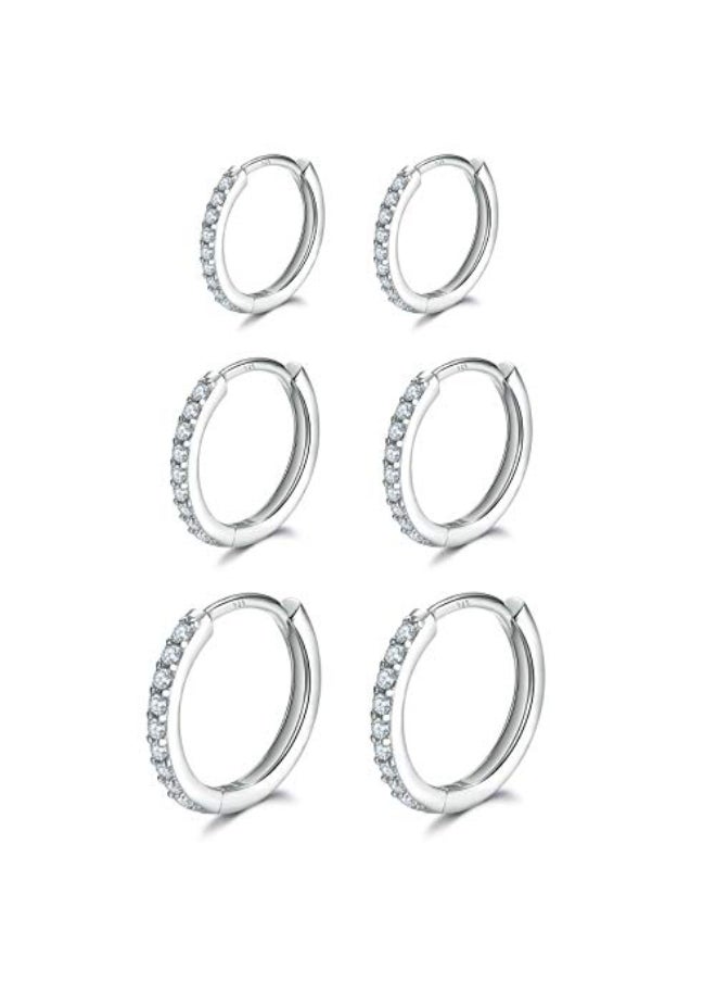 Generic 3 Pairs Of Sterling Small Hoop Earrings Set  - Image 1