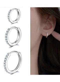 Generic 3 Pairs Of Sterling Small Hoop Earrings Set  - Image 3