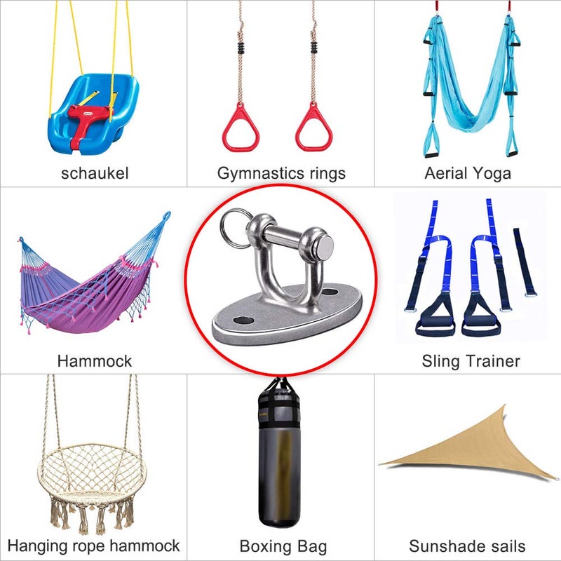 BeneLabel Wall Ceiling Mounts for Suspension Training - Heavy Duty Stainless Steel Brackets for Yoga Swing, Hammock, Resistance Band, Battle Rope - Indoor & Outdoor Use - Set of 2 with Screws - Image 5