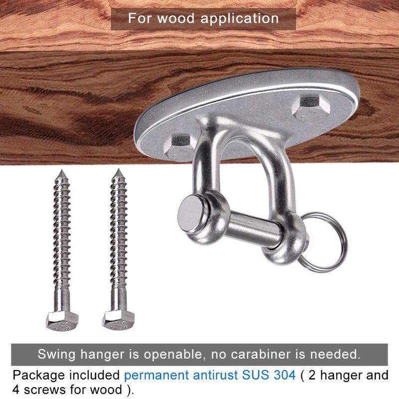 BeneLabel Wall Ceiling Mounts for Suspension Training - Heavy Duty Stainless Steel Brackets for Yoga Swing, Hammock, Resistance Band, Battle Rope - Indoor & Outdoor Use - Set of 2 with Screws - Image 4